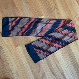 Vintage Japanese mod orange, navy & camel pattern scarf
